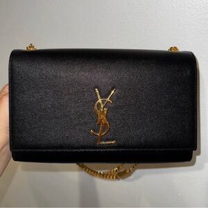 Yves Saint Laurent Black Leather Chain Bag Kate Medium Crossbody